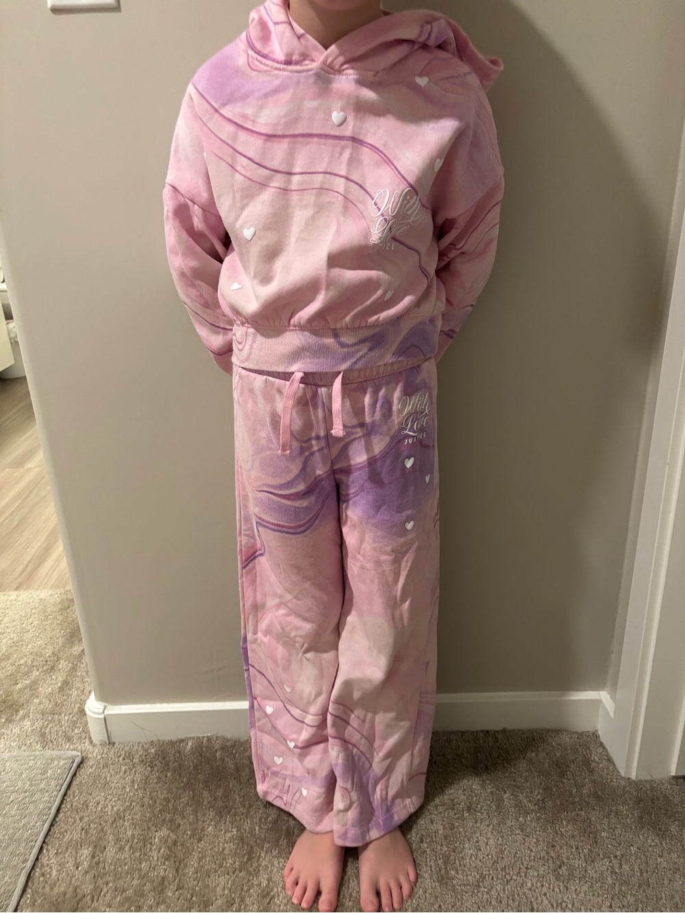 Justice Pink and Purple Marble-Print Girls Pajama Set